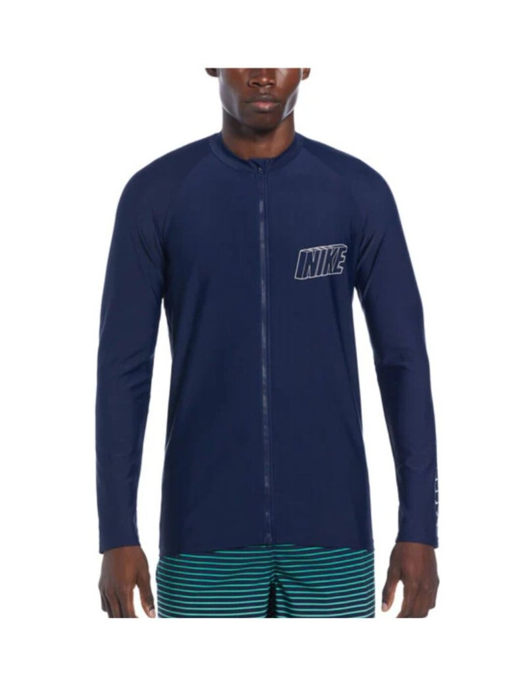 Nike Swim Long Sleeve Zip Hydroguard UPF40+ Rash Guard NESSE556-440 Men's S NEW - Picture 8 of 8